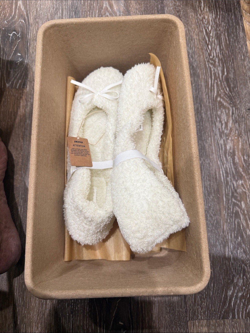 SKIMS Cream Fuzzy Spa Ballet Slippers